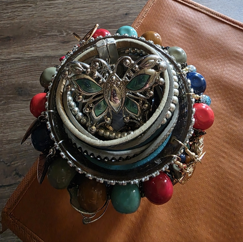 Colorful Beaded Bracelet with Butterfly Charm